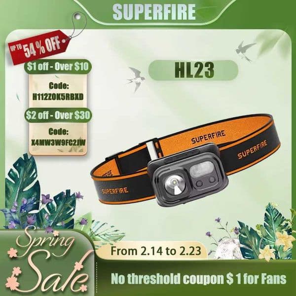 SUPERFIRE Mini Rechargeable Powerful Headlamp Hiking Camping USB C Head Light LED Sensor Headlight Front Head Lamp For Working X250225