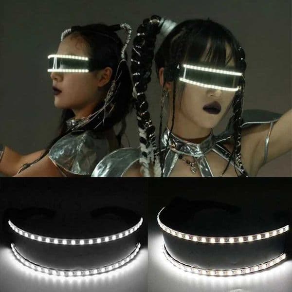 Cyberpunk Futuristic Luminous Cosplay Glasses Rave Cyber light up Goggles LED glowing glasses for man women dance show props X250225