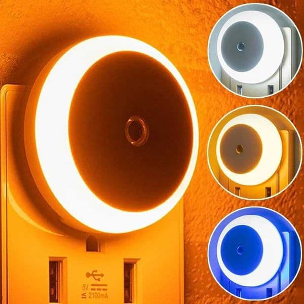 Lamp Control Sensor LED Night Light US/EU Plug Wall Light for Bathroom Bedroom Home Kitchen Corridor Energy saving Night Light Z250225