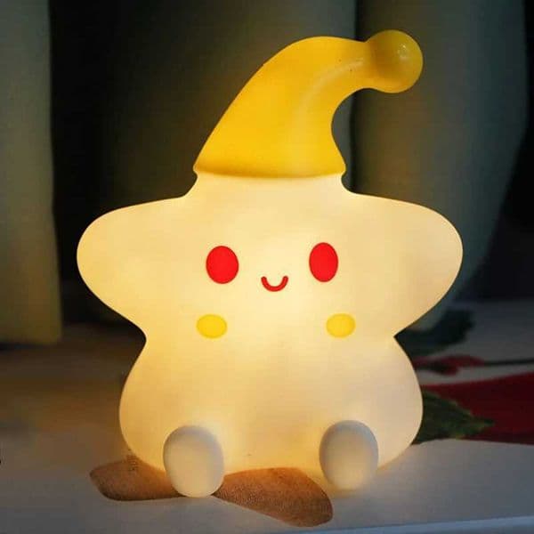 Cute Night Light Star Cute Birthday Gift Soft Silicone Lamp Warm Bedside Lamp Desktop Ornament Night Light Z250225