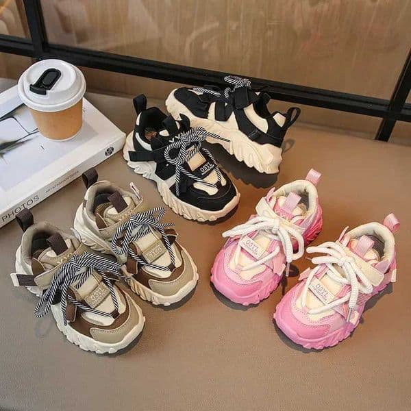 2026 Kid Shoes New Arrival Children Sneakers Pretty Silhouette Girl Running basketball Pink Black Khaki Trendy Kids Boys Training Shoes G09212 Free Shipping