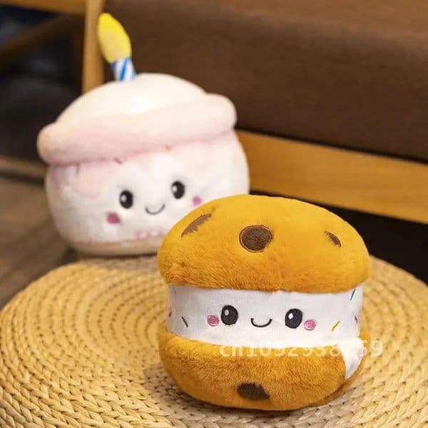 Kids Cake Plushie Strawberry Fruit Muffin Shape Plush Toys Cute Gift Birthday Parsty Cream Face Decor Snack for Party Stuffed 250224