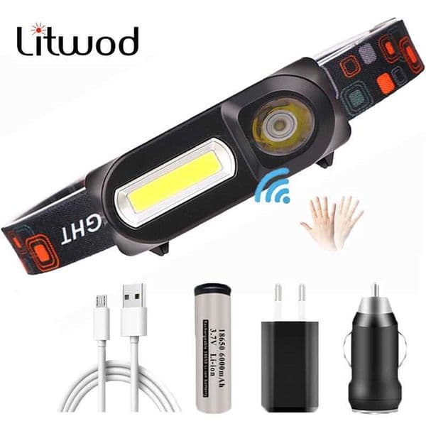 1804 Sensor XP-G Q5 Headlamp Camping Headlamp Powered by 1 * 18650 Rechargeable Battery LED COB Bulb Lithium ion 10W X250225