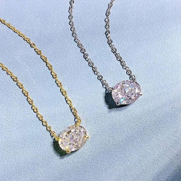 3CT Oval Cut Moissanite Pendant Necklace for Women Gra Certified 810mm Lab Dia Neck Chain Sterg Sier Fine Jewelry L260514