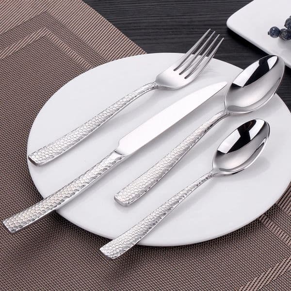 4 8 12 Pieces Stainless Steel Cutlery Set Gold Cutlery Set with Hammered Handle Mirror Polishedd Party Home Gift Service 1/2/3 250222