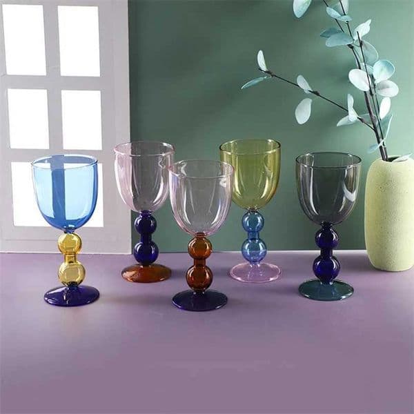 Creative Stained Glass Goblets Contrast Color Wine Glasses Ins Style Simple Home Wine Glasses Drink CupsXJ250225