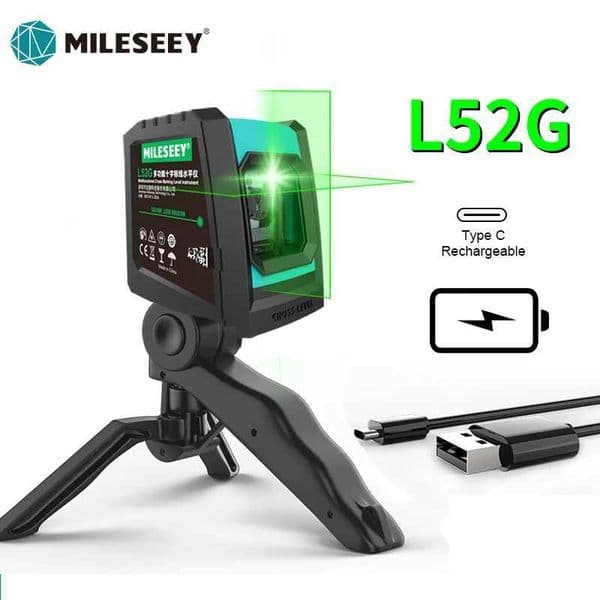 MiLESEEY 2-Line Laser Level L52R L62 360 Laser Level L6 Green Nickel Cadmium Laser with Battery and Tripod X250225