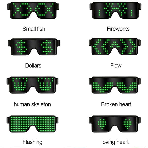 Light Up Flashing Sunglasses USB Charging 8 Patterns Shining Glasses for Bar Halloween Party Cosplay Club X250225