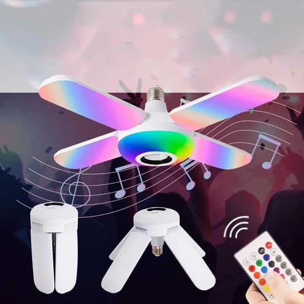 LED Four-leaf Bluetooth Music Lamp Colorful Intelligent Audio Folding Bulb Lamp+Remote Control Deformable Ceiling Fixture Lights X250225