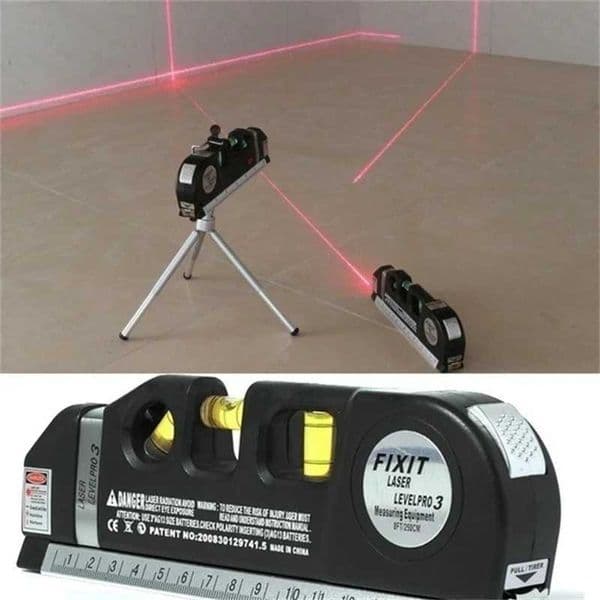 2026 New Wholesale Home Multi Function High Precise Leveling Instrument Steel Ruler Straight Line Laser Leveler Vertical Measure Tape X25022