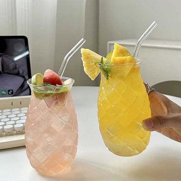480Ml Pineapple Shaped Cocktail Glasses Creative Drinking Cup Transparent Water Glass Red Wine Glass Cup For Home Bar PartyXJ250225
