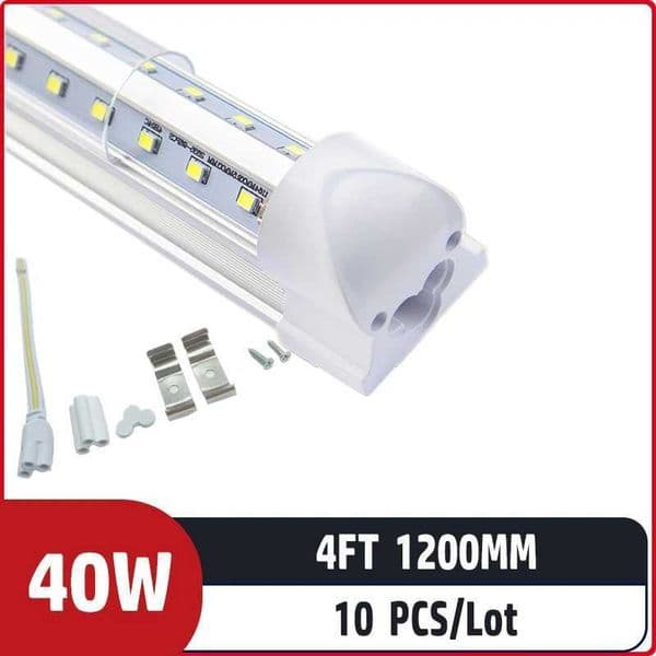 10pcs/lot 4ft 1200mm 40w AC85-265V input Led Fluorescent lamp For Home Lighting T8 integrated v shape led tube X250225