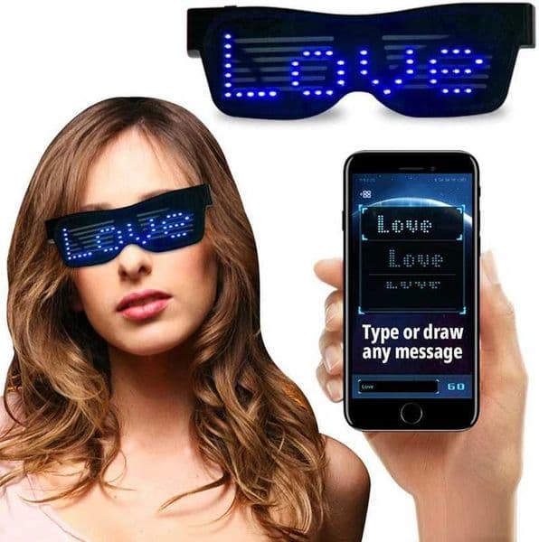Glasses Display Customize Flashing Messages Animations App Luminous Programmable LED Glasses with Blue Tooth X250225