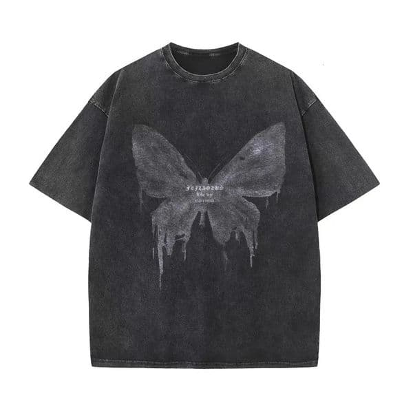 240G Cotton Vintage Shortsleeved Tshirt Men Y2K American Retro T Shirt Women Summer Hip Hop Tees Harajuku Tshirts 250222BJ