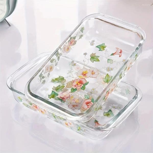 Plates Durable High Borosilicate Glass Platter - Rectangular Heat-Resistant For Baking Salads & More Home Gatherings Kitchen Use