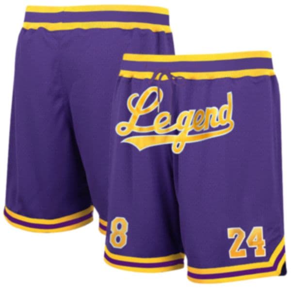 Men's Purple Basketball Shorts with Pockets Retro Legends 8 24 Mesh Embroidered Sport Shorts Fans Casual Athletic Shorts Hip hop street retro sports casual pants 01