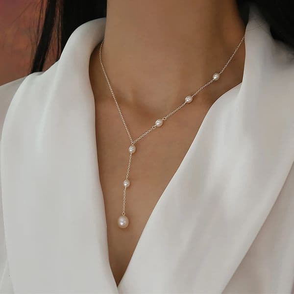 ASHIQI Real S925 Sterling Silver Natural Freshwater Pearl Pendant Necklace Jewelry for Women 250222