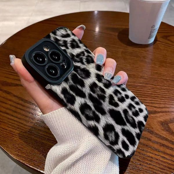 White Black Leopard Print Pattern Silicone Phone Case For iPhone 11 12 13 mini 14 15 16 Pro Max X XS XR 7 8 Plus Shockproof Soft Back Cover Cases