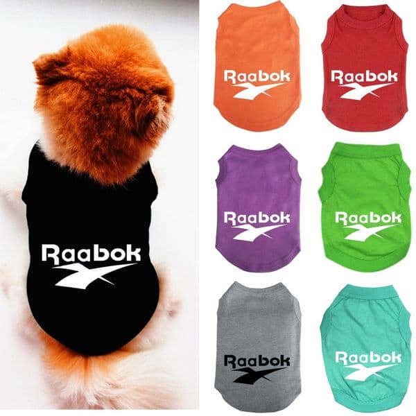 Dog Shirts Pet Printed Clothes with RAABOK Letters Summer Pet T-Shirts Puppy Solid Color Vest Breathable Dog Clothes for Chihuahuas Cats Accessories XL Black A16