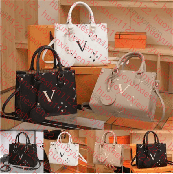 Luxurys onthe go mm Leopard Designer tote bag Woman handbag top handle Leather embossed Shoulder Bags men brown flower diaper shop CrossBody Clutch large travel bag