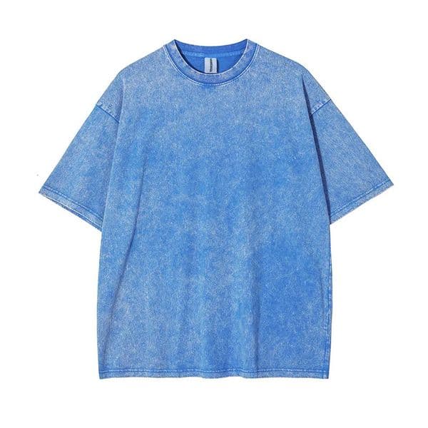 T-shirt for Men Cotton Loose O-Neck Solid Color Mens Casual Vintage Short Sleeve Tees Tops Hip Hop Streetwear Washed Tshirts 250225