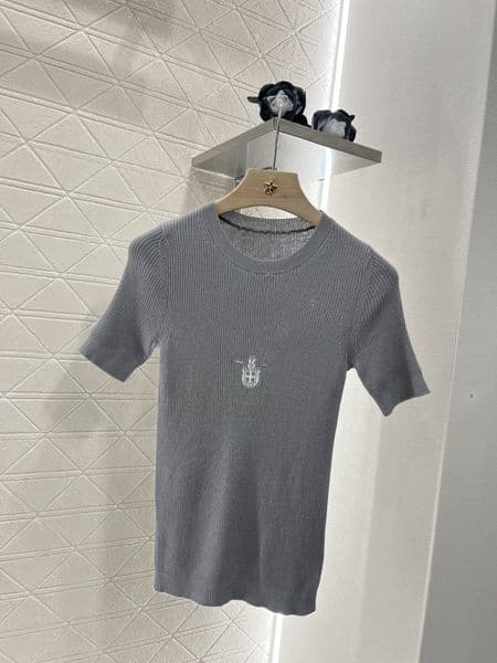 Vintage Brand Designer Tops Round neck slim knit short sleeved shirt Tops Tees For Women's Clothing
