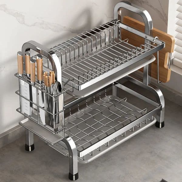 Dish Drying Rack Compact Kitchen Dish Rack Drainboard Set Large Rust-Proof Dish Drainer with Utensil Holder 250225