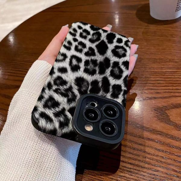 Print Leopard White Black Pattern Silicone Phone Case For iPhone 11 12 13 mini 14 15 16 Pro Max X XS XR 7 8 Plus Shockproof Soft Back Cover Cases Z260604