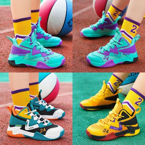 Children Basketball Shoes for Boys Girls Student Indoor Field Training Trainers Kidsnest Non-slip Sneakers Kids Basketball Outdoor Shoes Sizes US12.5C-US8Y 000596