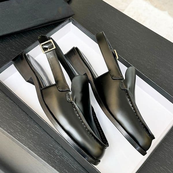 25P Designer Slingback Leather Crystal Loafers Women Flats Mules Summer Slip-on Sandals Party Dress Shoes Casual Style 755