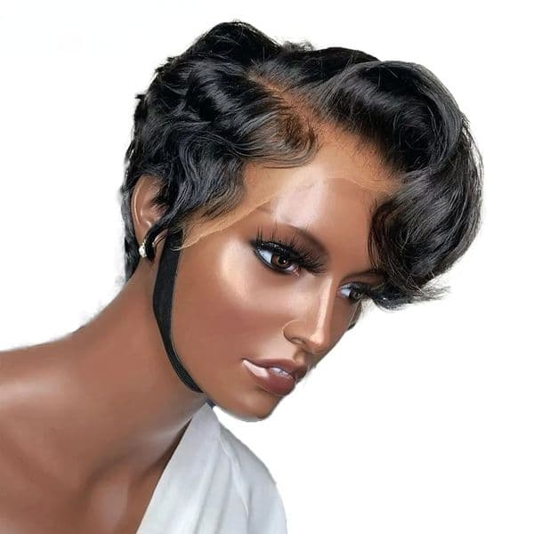 Hd Lace Wig 200Density Peruvian Remy Short Pixie Cut Straight Human Hair Bob Brazilian Full woman Transparent Lace Front Wigs For Women Natural Color Curly