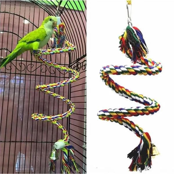 Parrot Toy Wicker Rope Hanging Braided Budgie Chew Bird Cage Cockatiel Toy Pet Stand Training Accessories Bite Swing Supplies 250226