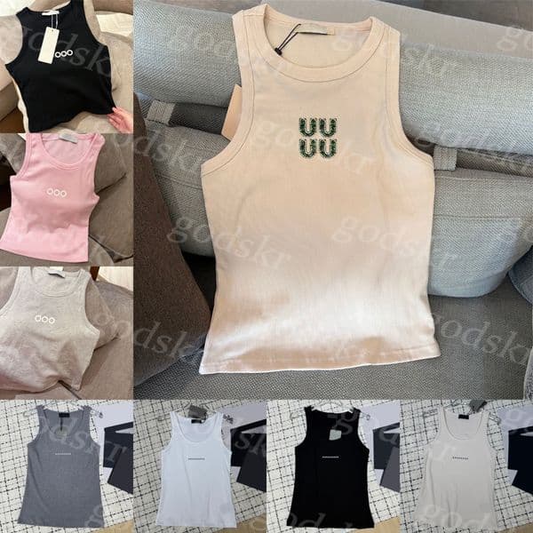Designer Designer Tanks Tops Slim Knitted Cotton Crop Tops Summer Short Navel Exposed Outfit Elastic Sports Knitted Tees