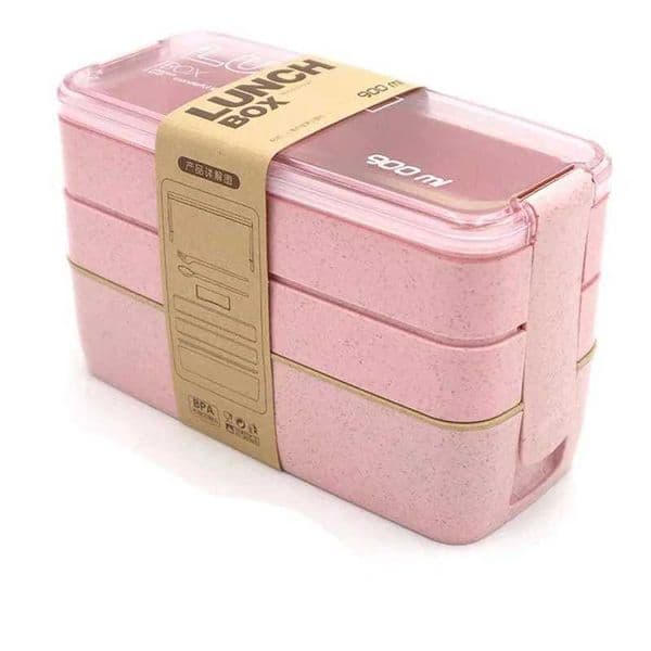 900ml Healthy Material Lunch Box 3 Layer Wheat Straw Bento Boxes Microwave Dinnerware Food Storage Container Lunchbox M250227
