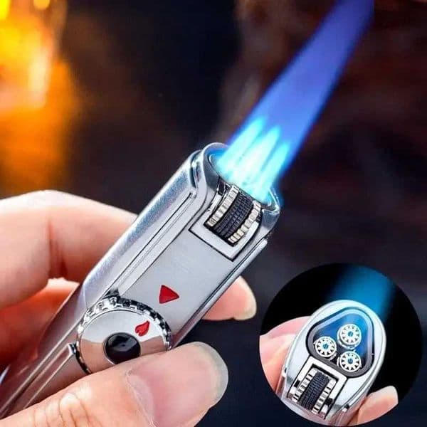 Jobon Powerful Turbo Gas Lighter Metal Windproof Flint Torch Ignition Lighters BBQ Spray Gun Gadgets for Men Cigar Cutter W250227
