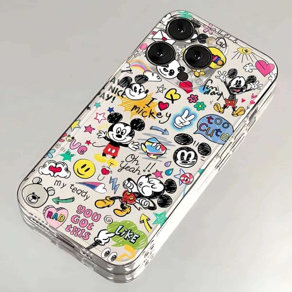 Funny Ins Cute Mickeys Mouse Phone Case For iPhone 16 15 14 13 12 11 Mini Pro Max X XR XSMax 7 8 Plus SE20 Transparent Cover Z250227