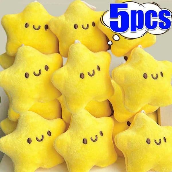 Cute Stars Plush Toy Keychain Girls Fluffy Soft Cute Backpack Bag Pendant Practical Mini Yellow Keychain Charms Keychains Gifts Z250227