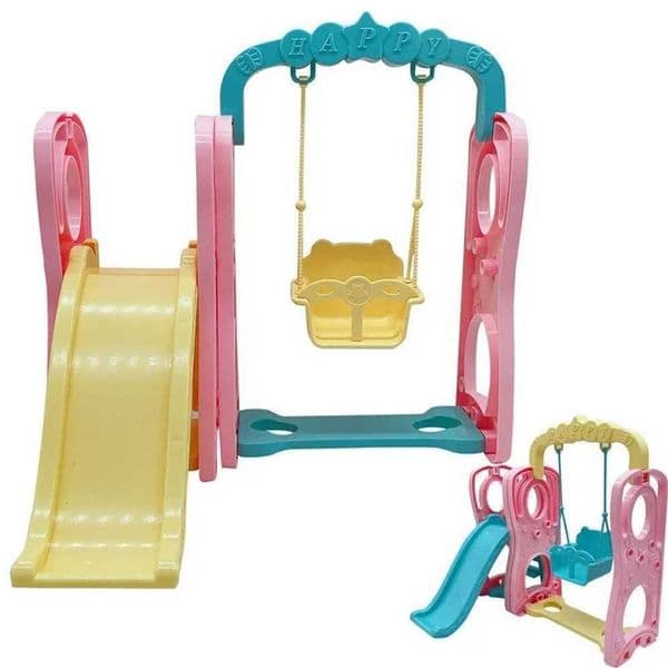 House Macaron Color Swing Slippery Slide Set for Baby Doll Kids Pretend Play Toys Girls Gifts Accessories Aa779