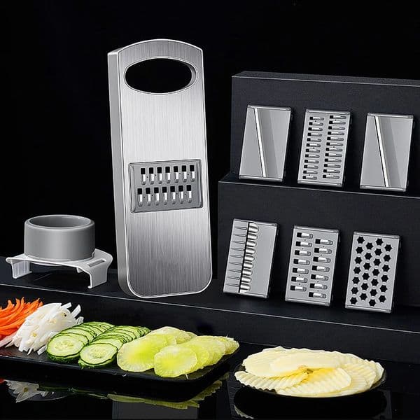 99.9% Anti-bacterial Magic Chopper LFGB Certificate 316L Stainless Steel Vegetable Slicer 6 Blades Cutter with Hand Protector 250226BJ
