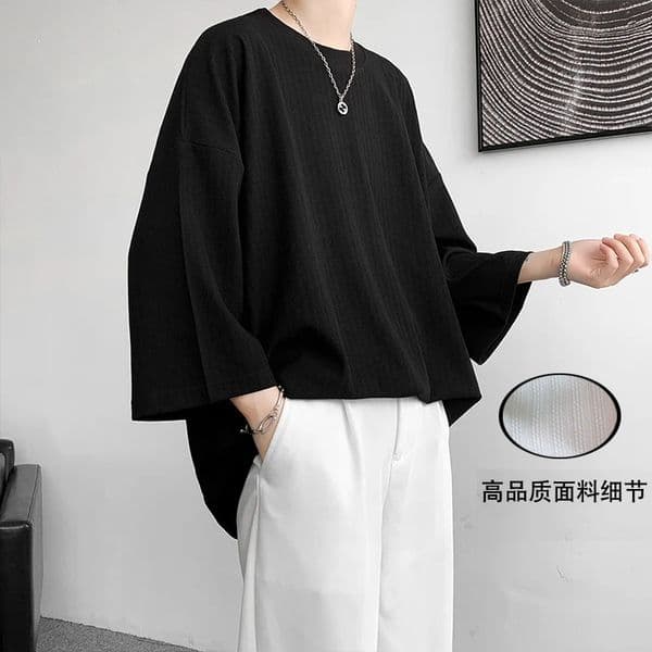 Loose Tshirt Men Oversized Ice Silk T Shirts Summer Mens Half Sleeve Fashions Harajuku TShirt Male Solid Simple Daily Tees 250226
