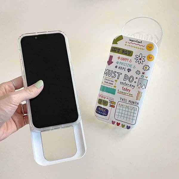 2023 New Cartoon Cute Art Dual Layer Back Cover For iPhone 14 13 12 11 Pro Max With Hide Mirror Slide Lens Protection Phone Case Z250227