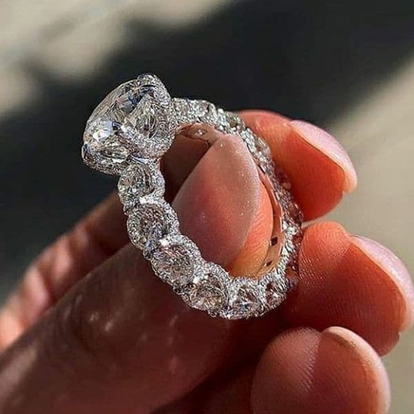 Diamond Ring Simple Women's Flower Language Imitation Diamond Wedding Ring White Crystal Zircon Ring Fashion Wedding Jewelry Party Gift