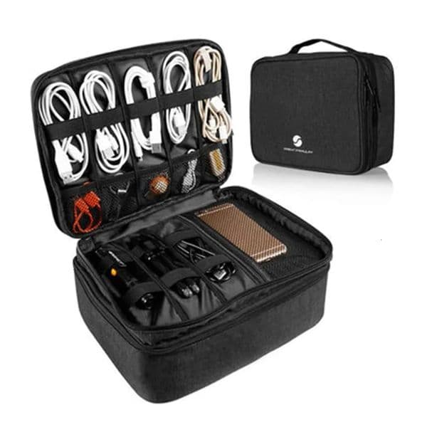 Ship from U.S. Travel electronic waterproof cable storage bag - black 250227FBBBJ