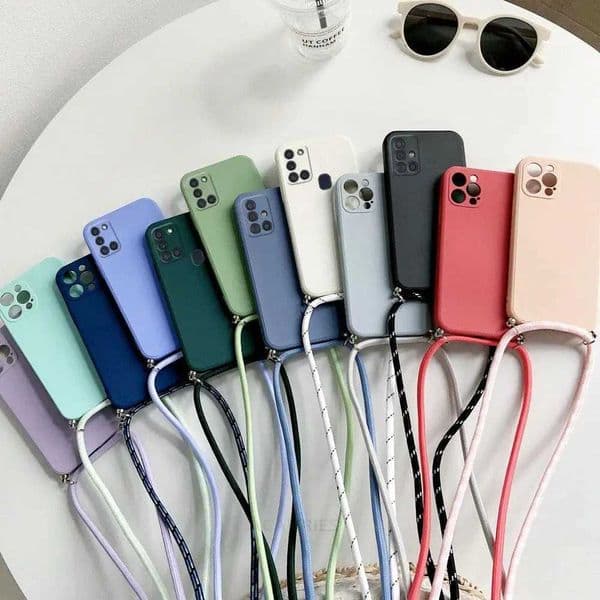 A 71 51 Crossbody Necklace Strap Lanyard Cord Liquid Case For Galaxy A71 A51 4G A21S A31 A41 M31 A11 Soft Silicone Cover Z250227