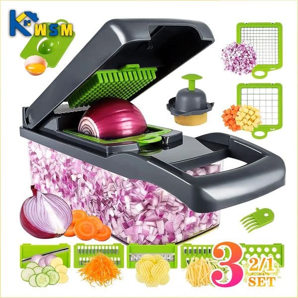 14in1 Multi-function Vegetable Cutter Vegetable Dicer Slicer Shredder Onion Dicer Vegetable and Fruit Tools Kitchen Accessories 250226