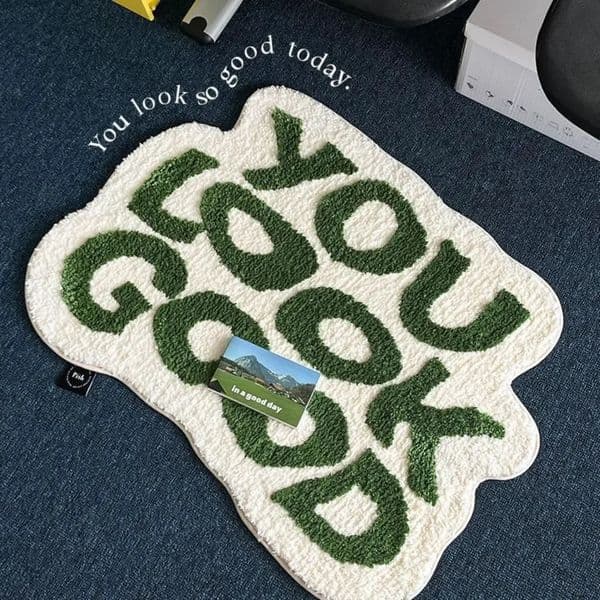 Simple Home Decor You Look Good Faux Cashmere Carpet Non-slip Bottom Bedroom Study Small Carpet Washable 250222BJ