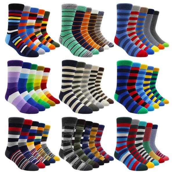 Size 4148 Casual Fashion Cotton Fun Long Mens Socks Comparison Colors Rainbow Large Striped 250227BJ