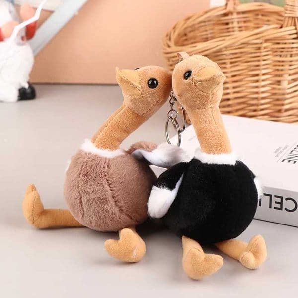 Cute Ostrich Plush Toy Pendant Soft Stuffed Doll Keychain Backpack Car Bag Key Ring Decor Kid Gift Z250227