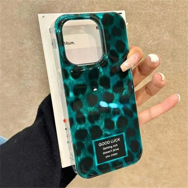 Phone Case For iPhone 16 Pro Max 15 14 13 12 11 XS X XR 7 8 Plus SE 2022 Retro Laser Cute Leopard Print Transparent Bumper Cover Z250227