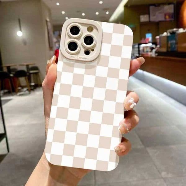 White Plaid Print Phone Case For iPhone 16 15 14 Pro Max Plus 11 12 13 Mini 14 15 7 8 Plus XR XS X SE2020 Soft Silicone Cover Z250227